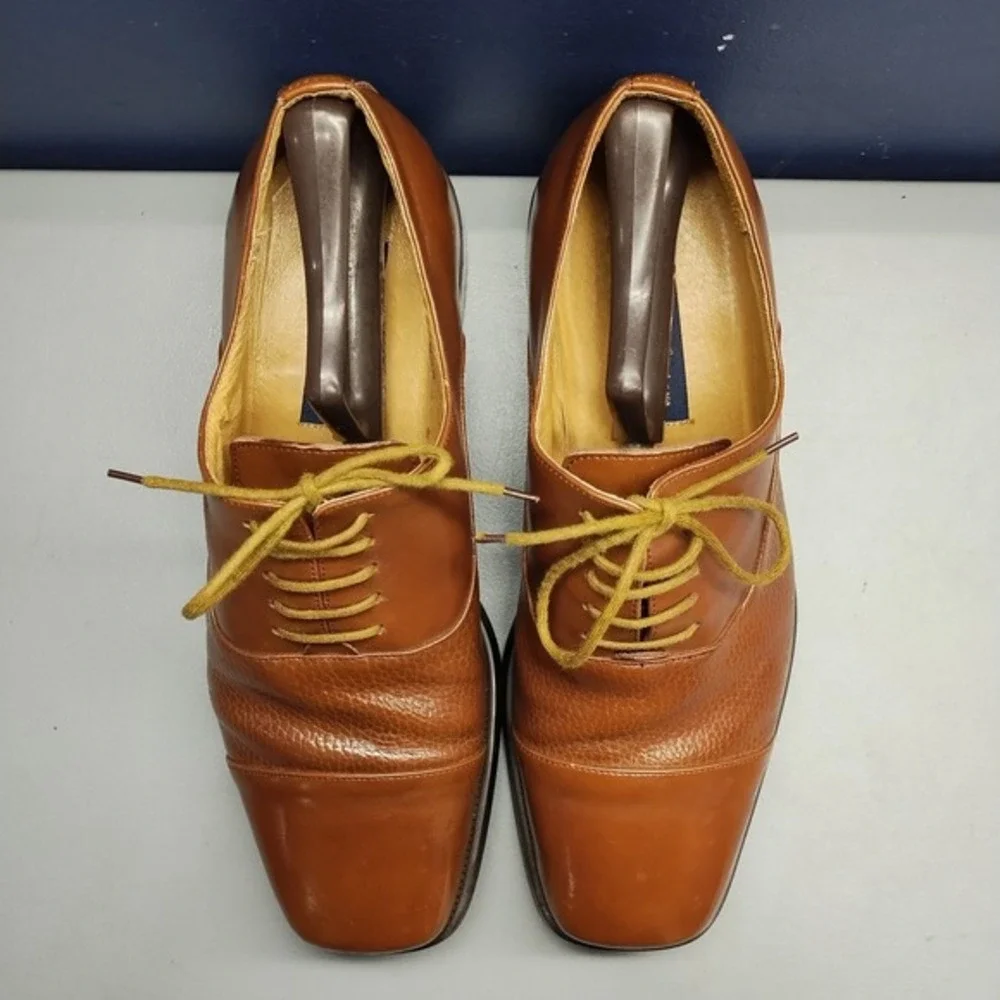 Brunni Selvatore Oxford Shoes Mens US Size 9.5E Brown Leather Square Toe Lace Up
